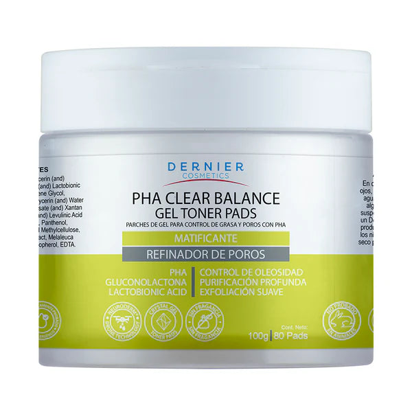 Dernier Cosmetics  Parches de Gel para Control de Grasa y Poros con PHA | 100g - 80 Pads