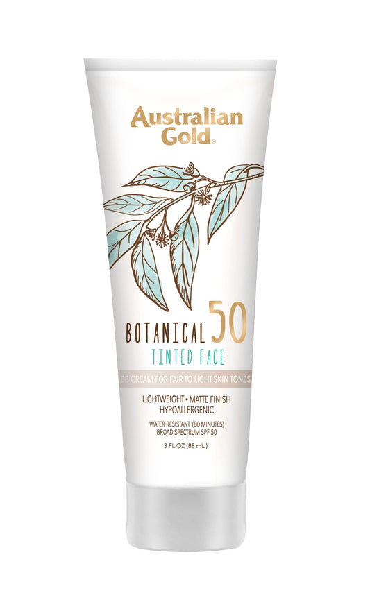 Australian Gold Botanical Tinted Face BB Cream for Fair to Light Skin Tones SPF 50